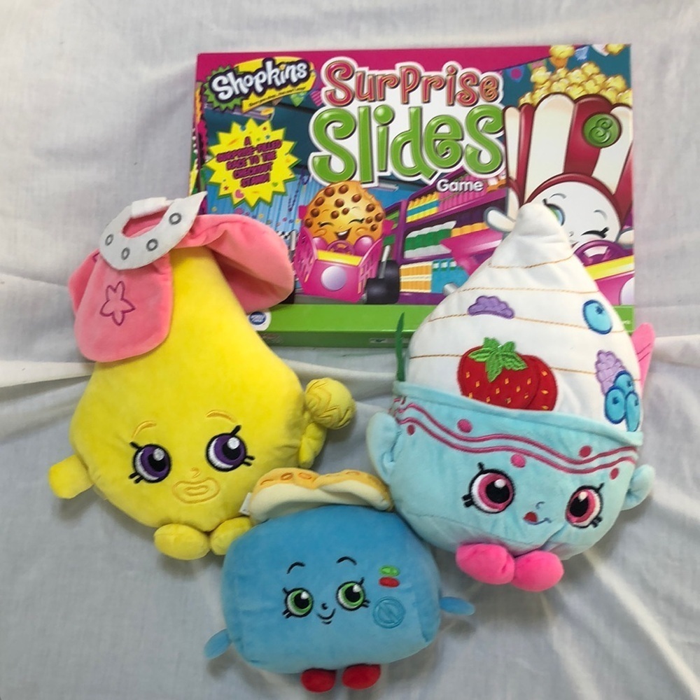 2013  Shopkins Plush & surprise slides game Bundle lot